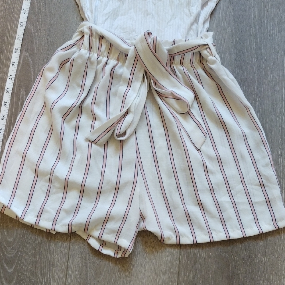 Love Squared High Waist White and Red Shorts